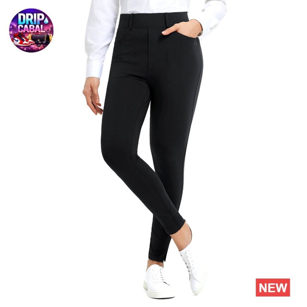 Skinny Dress Pants Stretch Yoga Work Pants Pull On Dressy Leggings with Zipper
